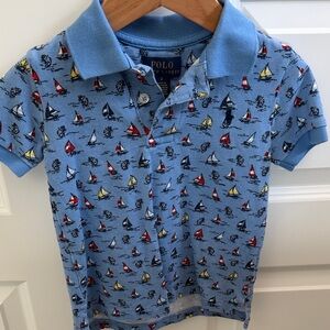 Polo by Ralph Lauren Kids Blue Shirt with Sailboat Pattern